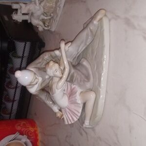 Ballerina and Clown Porcelain Figurine RARE FIND